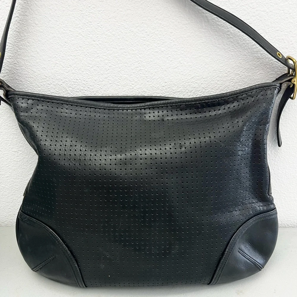 Coach Legacy 9218 Black Perforated Leather Shoulder Bag